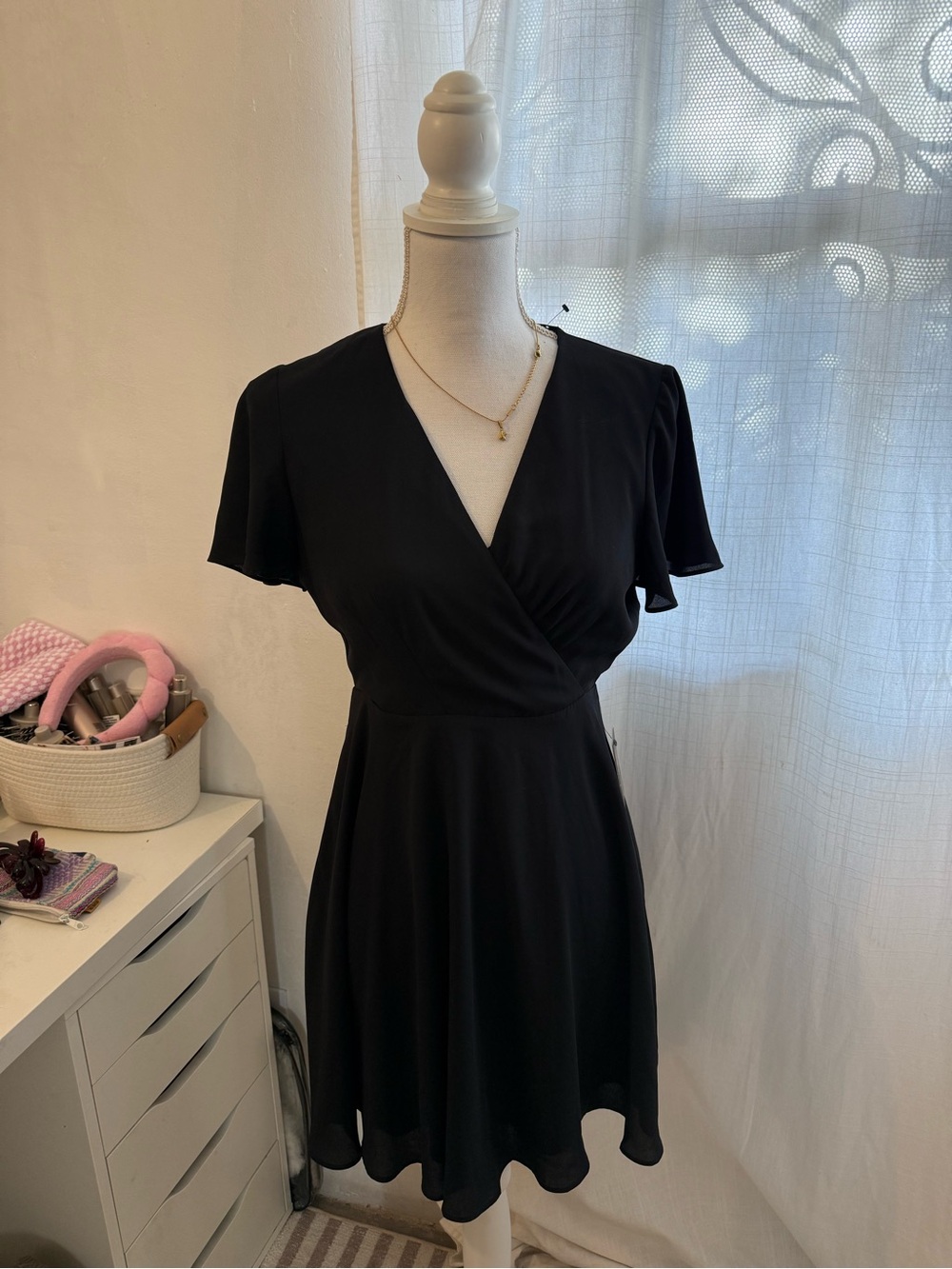 Express Black Wrap Mini Dress - Picture 2 of 4